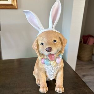 Yellow Lab Easter Puppy with Bunny Ears-Easter Egg collar 14” Tall
